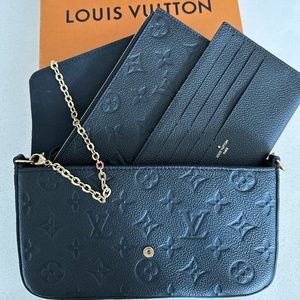 Louis Vuitton Félicie Pochette Monogram Empreinte Leather Black - AUTHENTIC